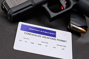 Arizona concealed-weapons permit card beside a firearm